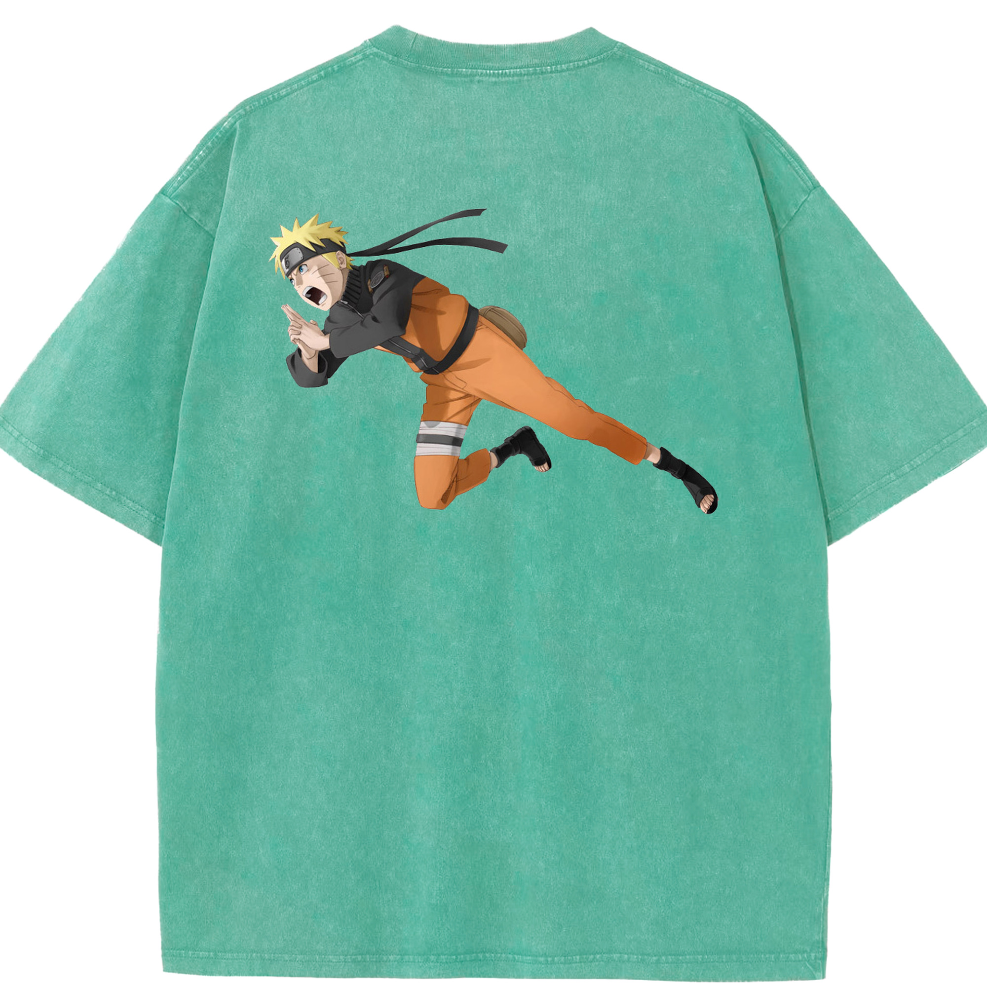 （画像用） NARUTO -ナルト- うずまき ナルト Uzumaki Naruto 綿100% ヴィンテージ風 半袖Tシャツ（背面プリント）